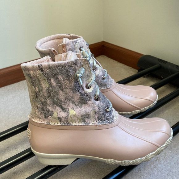 SPERRY Women Saltwater Camouflage 87060 Leather Duck Boots - NEW NWB - Picture 7 of 9